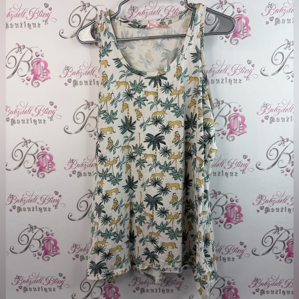 La Vie En Rose tank top or mini dress palm trees cheetah Jungle Print Tank Top